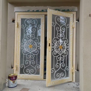 Ornate Black Wrought Iron Double Entry Door China