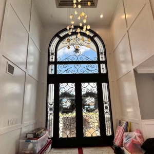 Curved-Top Hand-Forged Luxury Wrought Iron Entry Door China