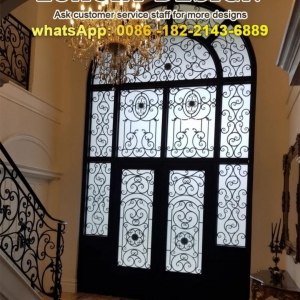 Arch-Top Wrought Iron Double Door Defines Elegant Villa