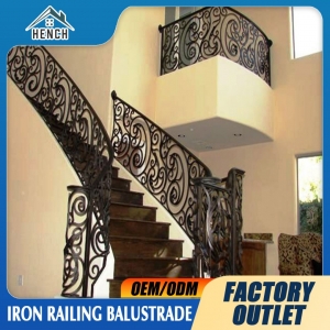 Villa Classic Scroll Design Wrought Iron Railing Staircase Railing /Wrought Iron Railing Steel Handrail China Designs