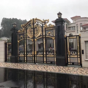  Fancy Fashion Design Modern Wrought Iron Gates Design for House Double Door Gates China