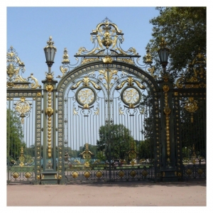 Power Coated Steel Panel Tubular for Gate Fence Main Entrance Gate Design Automatic Wrought Iron Driveway Gates Fence