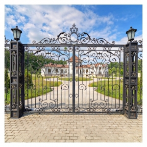 Home Metal Steel Courtyard Fence Door Gates Design House Villa Security Wrought Iron Automatic Sliding Driveway Gate China