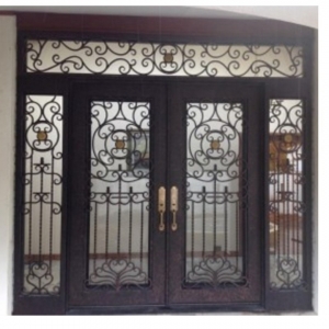 Villa Design Wrought Iron Entry Security Door With Smart Lock Single and Double Iron Doors China For Australia House