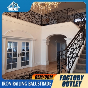 Hand Forged Wrought Iron Railing Spear Balconi Railing Balcony Balustrade China Design for Villa