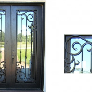 China Straight Top Wrought Iron Door Designs