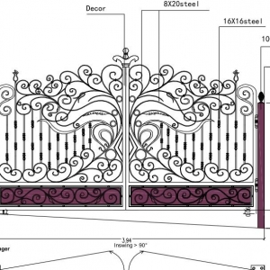 20Ft Customized Size Modern Design Wrought Iron Garden Iron Gate For Sale