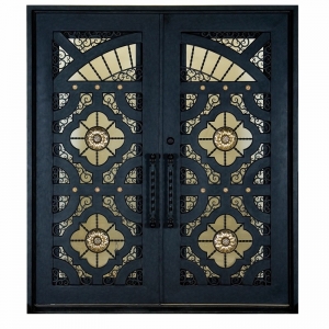 China Australian Style Black Double Open Hot Selling Forged Wrought Iron Door