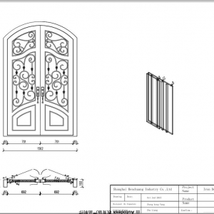 Wrought iron door CAD design iron front doors