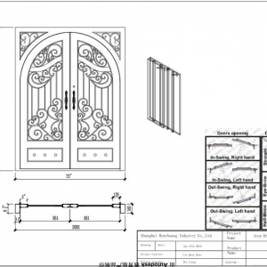 Modern Minimal Wrought Iron Works Door with Glass 